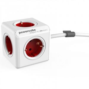 PowerCube Étendu 5 Prises Shuko 3m Rouge