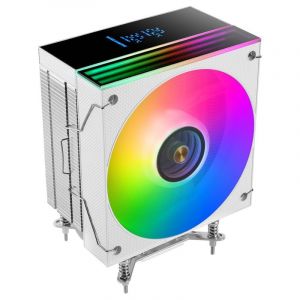 Dissipateur thermique pour processeur Mars Gaming Mcpu-lcd, TDP 300 W, 6 caloducs, ventilateur ARGB, &eacute;cran LCD blanc 120 mm