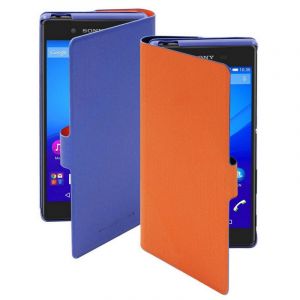&Eacute;tui folio bleu/orange pour Sony Xperia Z5