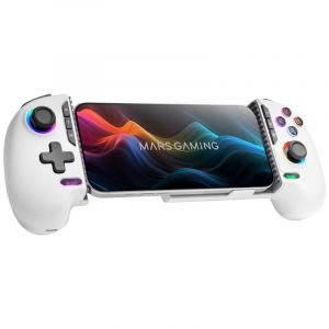 Manette de jeu Bluetooth Mars Gaming MGPX Pro jusqu'&agrave; 7 pouces, compatible PS4/Switch/Switch 2/PC/Android/iOS 13.0+, blanche