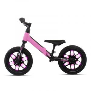 Draisienne LED Spark Rodas rose avec roues lumineuses et frein à pied