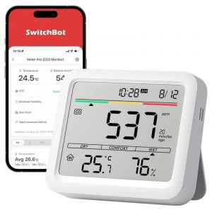 Moniteur de qualité de l'air CO2 SwitchBot Mediator Pro 6 en 1, écran haute précision, application d'alarme