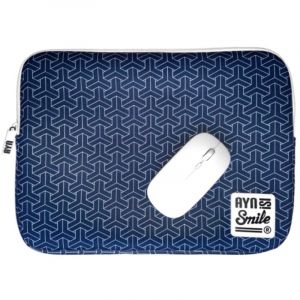 Smile Sleeve Kimono Housse pour Ordinateur Portable jusqu'&agrave; 14" N&eacute;opr&egrave;ne + Souris sans Fil Blanc