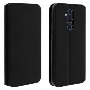 Avizar Étui livre noir avec fonction support pour Nokia 8.1