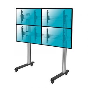 Kimex Support de sol mobile pour 4 téléviseurs 45"-55" Hauteur 175 cm VESA 600 x 400 Max. 50Kg