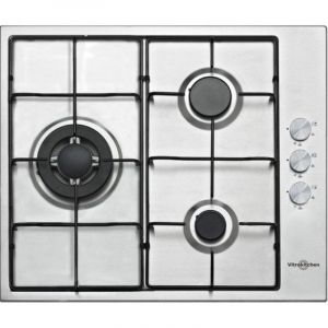 Vitrokitchen EN630LIB Plaque de Cuisson Gaz Butane 3 Zones 60cm Inox