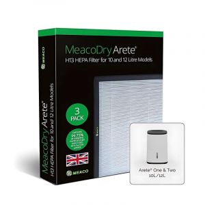 Filtre HEPA MeacoDry Arete H13 pour déshumidificateur 10 L/12 L, lot de 3 unités