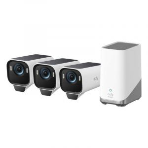 Cam&eacute;ra de surveillance Eufy Cam S3 Pro 4K Vision Nocturne Ext&eacute;rieure IA Alarme Panneau Solaire