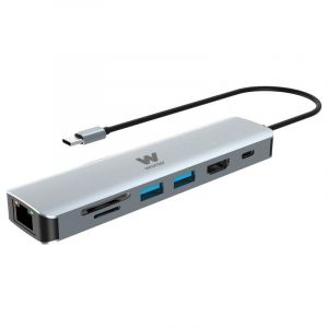 Woxter Hub USB-C 7 en 1 vers HDMI/USB-C PD/USB 3.0/RJ45/lecteur de carte