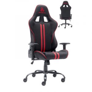 Chaise de jeu Newskill Kitsune V2 finie en tissu noir sid&eacute;ral/rouge
