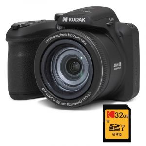 Kodak Pack Bridge Digital Pixpro Astro Zoom Az405 + Carte SDHC Kodak Ultra High Speed U1 32 Go - Appareil Photo 20 Mégapixels, Zoom X40, Grand Angle, LCD, Vidéo Full HD 1080p, Ois, Pile AA - Noir