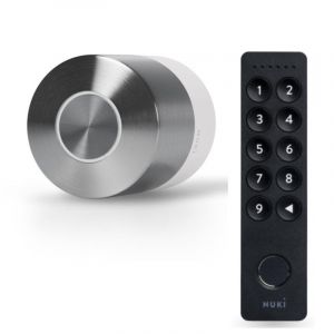 Serrure &eacute;lectronique Nuki Smart Lock Pro avec Wi-Fi, Bluetooth, moteur sans balais Matter et clavier (2 claviers) pour portes avec lecteur d'empreintes digitales