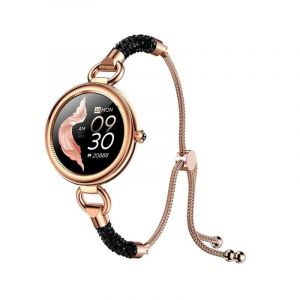 Montre connectée Bluetooth Maxcom FW51 pour femme, HD, cristaux noirs, surveillance de la santé et style haut de gamme