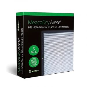 Filtre à charbon actif MeacoDry Arete, pack de 3, compatible avec les modèles 10 L et 12 L
