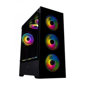 Boîtier ATX moyen tour Hiditec Z20 Aura ARGB en verre trempé, USB-C, 9 ventilateurs