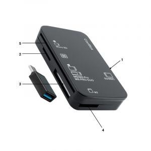 Lecteur de cartes CoolBox COO-CRE-4AC USB-A/USB-C Compact ABS Noir