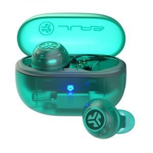 Casque Bluetooth JLab Go Pop ANC TWS avec r&eacute;duction active du bruit, bleu sarcelle transparent