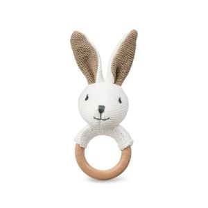 Anneau de dentition lapinou en bois et coton Kiokids