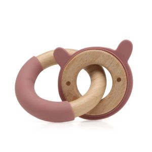 Anneau de dentition en lapin en bois et silicone Kiokids