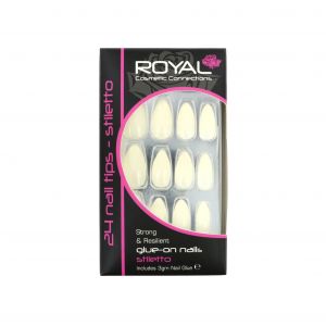 Royal 24 Stiletto Glue-On Nail Tips - Natural (Avec de la colle &agrave; ongles)