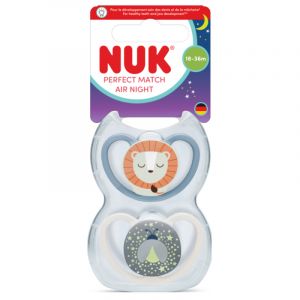 NUK Lot de 2 sucettes 18/36m Perfect Match Air Nuit