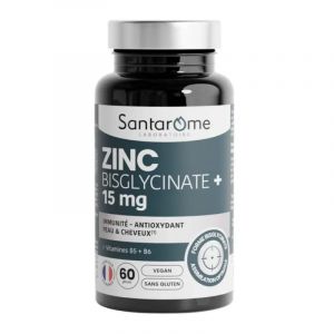 Santarome Zinc Bisglycinate 15 mg Antioxydant & immunit&eacute; 60 g&eacute;lules