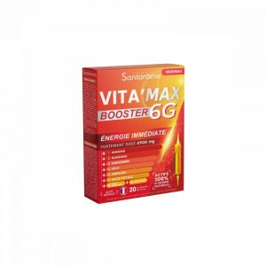 Santarome VITA'MAX - Booster 6G Anti Fatigue Fortement Dosé, 20 Ampoules