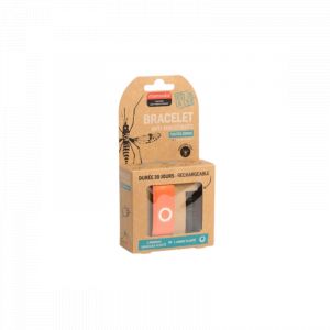 Manouka - Bracelet anti-moustiques toutes zones orange + recharge de 6ml