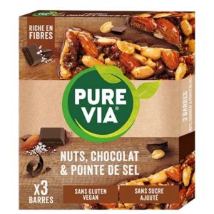 Pure Via Barre Nuts, Chocolat & Pointe de sel 3 x 35 g