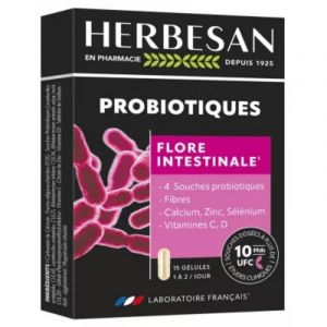 Herbesan Probiotiques Flore Intestinale 15 G&eacute;lules