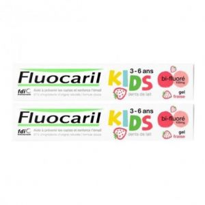 Fluocaril dentifrice kids gel fraise bi-fluor&eacute; 2x50ml