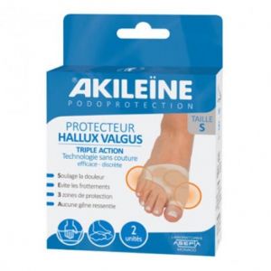 Akileïne protecteur hallux valgus triple action 2 unités taille S