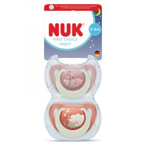 Nuk Lot de 2 sucettes 0/6m First Choice Nuit