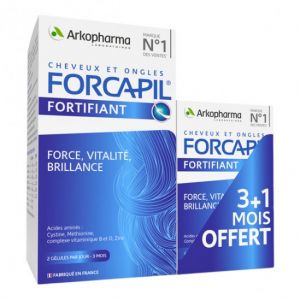 Arkopharma forcapil fortifiant, cheveux et ongles - lot 3 mois + 1 mois offert 180 + 60 g&eacute;lules