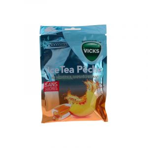 Vicks Ice Tea P&ecirc;che bonbons au menthol rafra&icirc;chissant 72gr