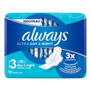 Always Ultra Day & Night 10 serviettes hygi&eacute;niques