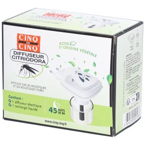 Diffuseur Electrique Anti-Moustique Citriodora - Actif d'Origine Végétale Cinq sur Cinq