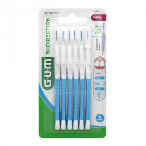 Gum 6 brossettes interdentaire bi-direction bleu 0,9mm