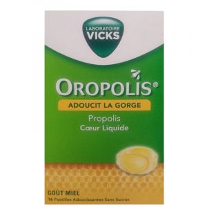 Oropolis vicks propolis coeur liquide miel 16 pastilles