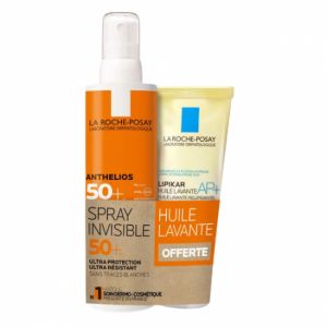 La roche-posay anthelios spf50+ spray invisible corps 200ml + lipikar huile lavante offerte 100ml