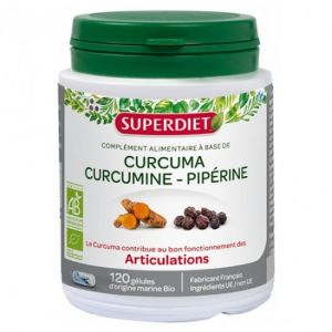 Superdiet curcuma curcumine pipérine bio 120 gélules