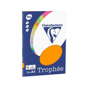 Clairefontaine Orange A4 Papier couleur 160 g/m² (50 feuilles)