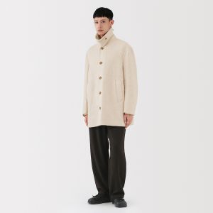 Manteau droit en cachemire recycl&eacute; pour homme