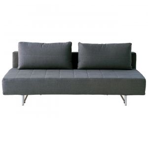Canapé convertible 2 places en coton chiné anthracite (Dont Eco‐part. 8,50 €)