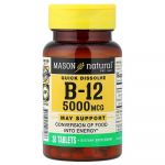 Mason Natural, Vitamine B12 &agrave; dissolution rapide, 5000 &micro;g, 30 comprim&eacute;s