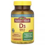 Nature Made, Vitamine D3, 50 &micro;g (2000 UI), 220 comprim&eacute;s