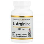 California Gold Nutrition, L-arginine, 500&nbsp;mg, 60&nbsp;capsules v&eacute;g&eacute;tales