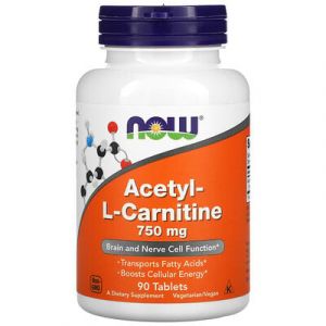 NOW Foods, Acétyl-L-carnitine, 750 mg, 90 comprimés