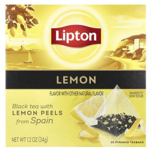 Lipton, Th&eacute; noir au citron, 20 sachets de th&eacute; &ldquo;pyramide&rdquo;, 34 g