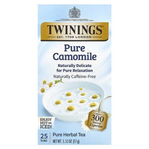 Twinings, Infusion, Camomille pure, Sans caféine, 25 sachets de thé, 37 g